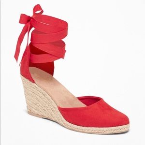Faux suede wedges